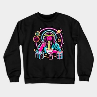 RAMEN JESUS PLANETS STARS RETRO 80'S NEON VIBE Crewneck Sweatshirt